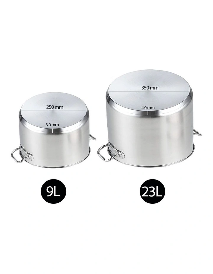 SOGA 18/10 Stainless Steel Stock Pot Set 9L & 23L image 4