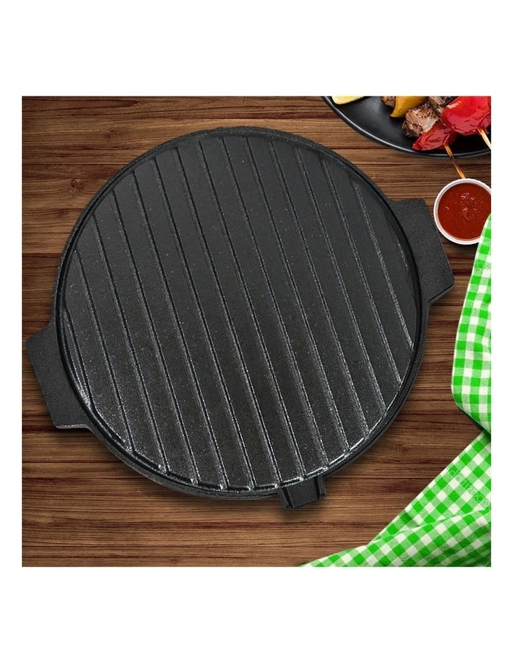 SOGA Round Cast Iron Korean BBQ Grill Plate 30cm image 2