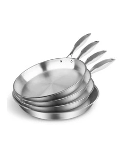 SOGA 4X Stainless Steel Fry Pan Induction Cooking Skillet Set