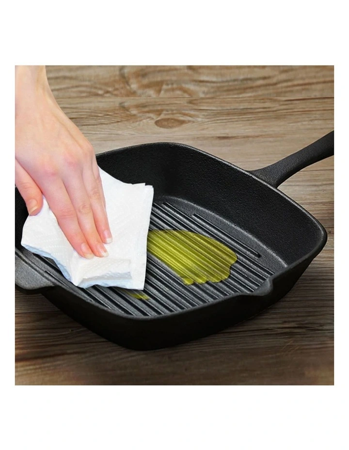 SOGA 2X 26cm Cast Iron Square Ribbed Grill Pan with Handle image 5
