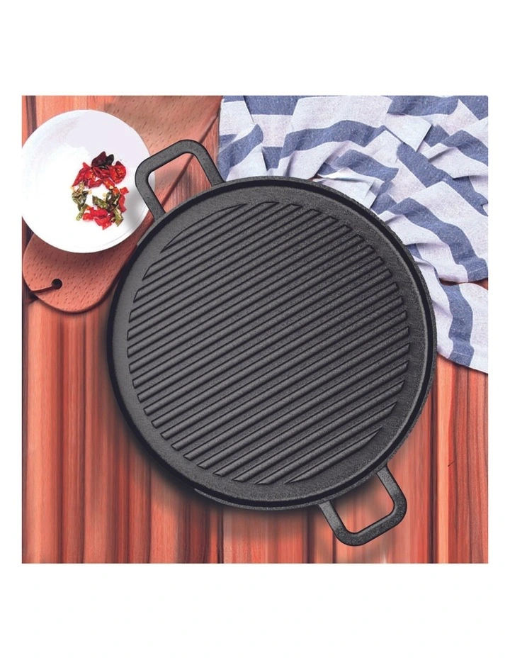 SOGA Ribbed Cast Iron Frying Pan Skillet 28cm image 2