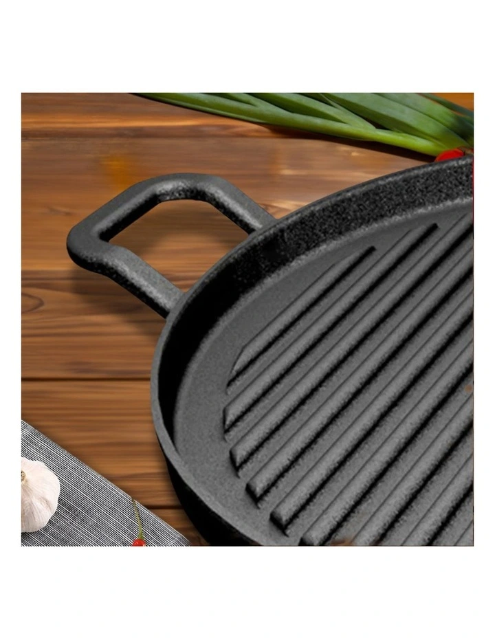 SOGA Ribbed Cast Iron Frying Pan Skillet 28cm image 6