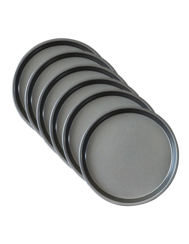 SOGA 6X 9-inch Round Black Steel Non-stick Pizza Tray Oven Baking Plate Pan image 2
