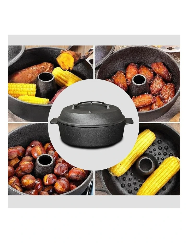 SOGA 2X 28cm Cast Iron Dutch Oven with Lid image 2