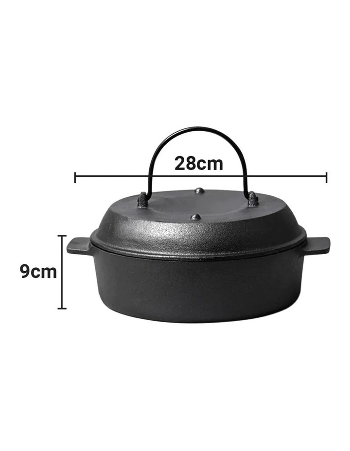SOGA 2X 28cm Cast Iron Dutch Oven with Lid image 6