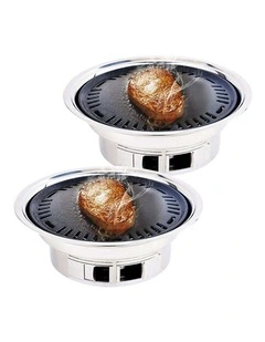 SOGA 2 Pack Stainless Steel Round Korean Charcoal BBQ Grills