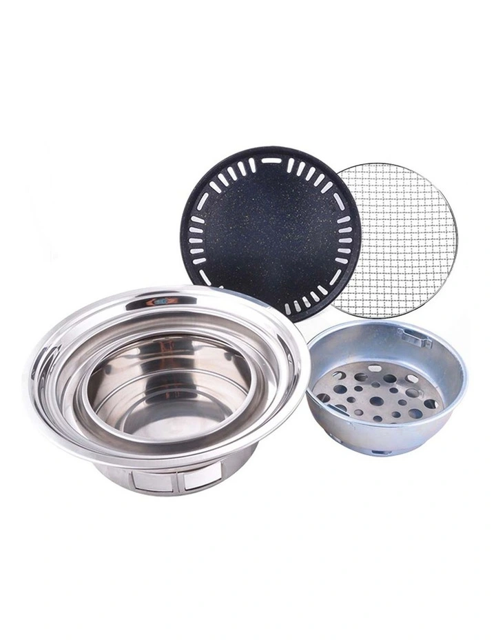 SOGA 2 Pack Stainless Steel Round Korean Charcoal BBQ Grills image 2