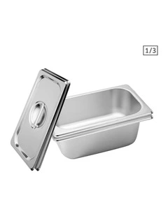 SOGA 2 Pack Stainless Steel Gastronorm Pans 1/3 65mm Deep with Lids