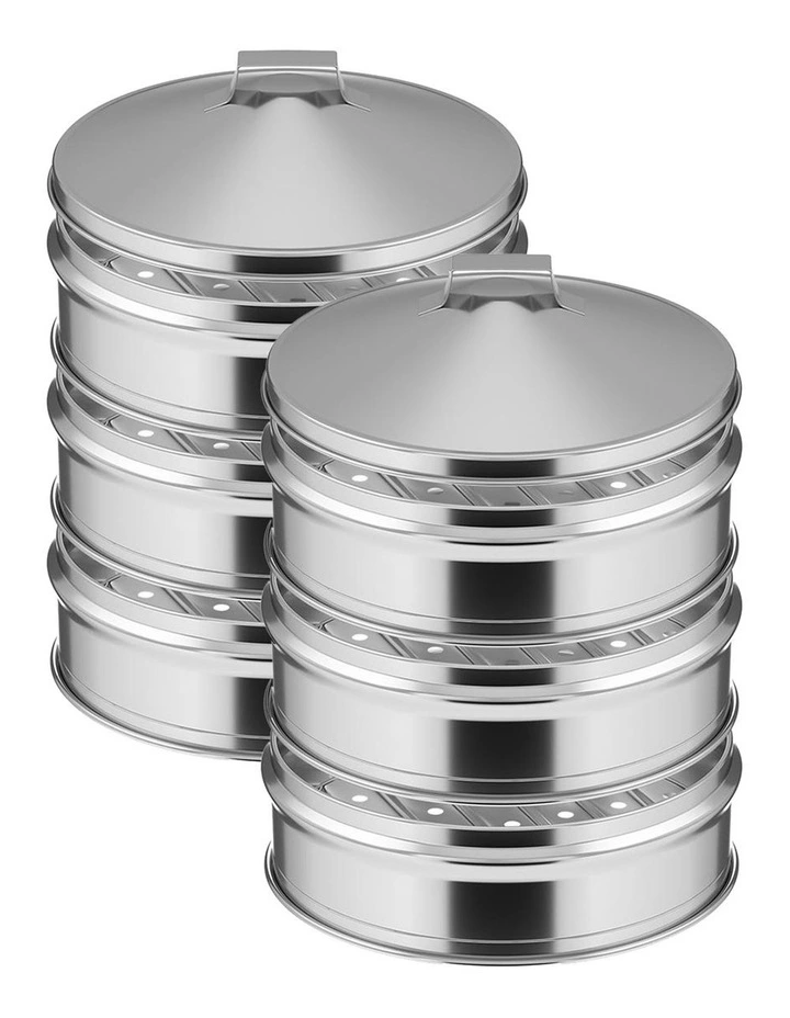 SOGA 2X 25cm 3 Tier Stainless Steel Food Steamer with Lid image 1