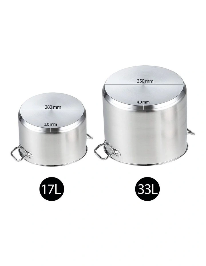 SOGA 18/10 Stainless Steel Stock Pot Set 17L & 33L image 4
