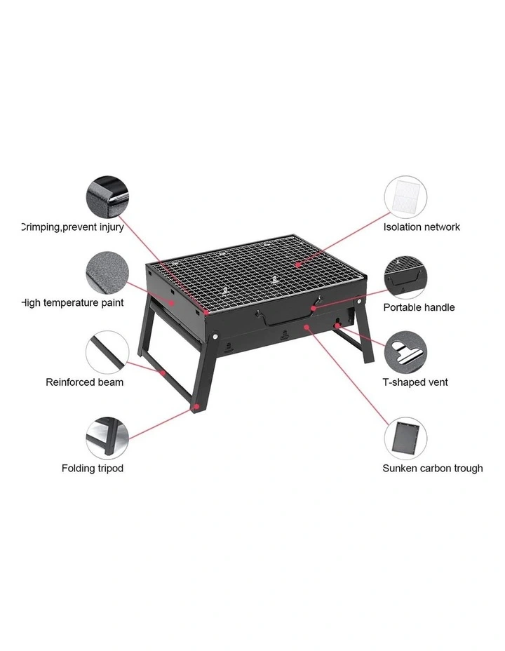 SOGA 2 Pack Portable Folding Box-Type Charcoal BBQ Grills image 3