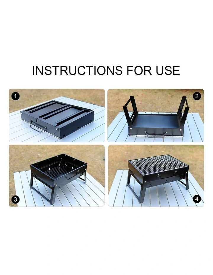 SOGA 2 Pack Portable Folding Box-Type Charcoal BBQ Grills image 6