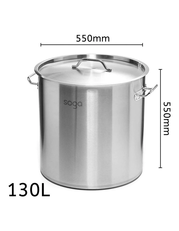 SOGA 18/10 Stainless Steel 55cm 130L Stock Pot image 3