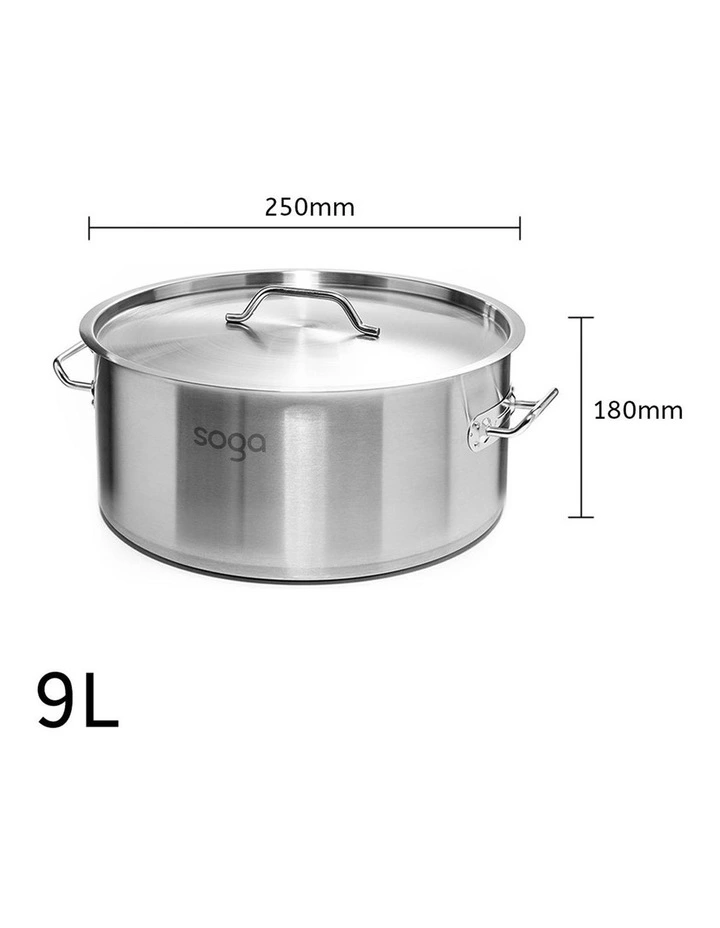 SOGA 18/10 Stainless Steel 9L Stock Pot image 3