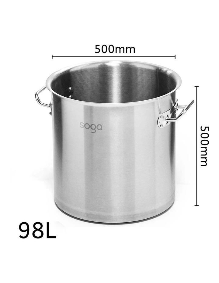 SOGA 18/10 Stainless Steel 98L Stock Pot Without Lid image 3
