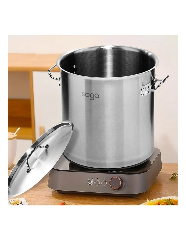 SOGA Stainless Steel 50L Stock Pot with Double Steamer Rack Insert image 2
