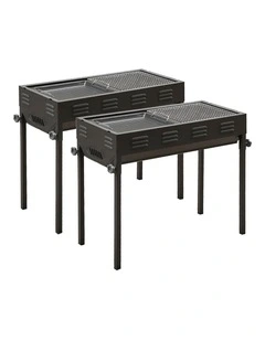 SOGA 2 Pack 66cm Portable Folding Box-Type Charcoal BBQ Grills