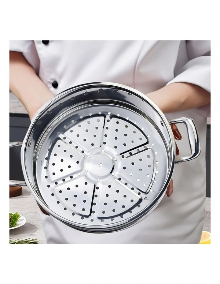SOGA 3 Tier 30cm Stainless Steel Food Steamer Pot Set Glass Lid image 6