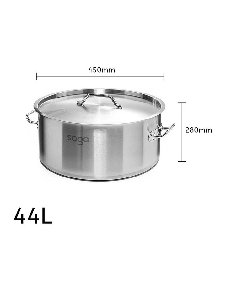 SOGA 18/10 Stainless Steel 44L Stock Pot Without Lid image 3