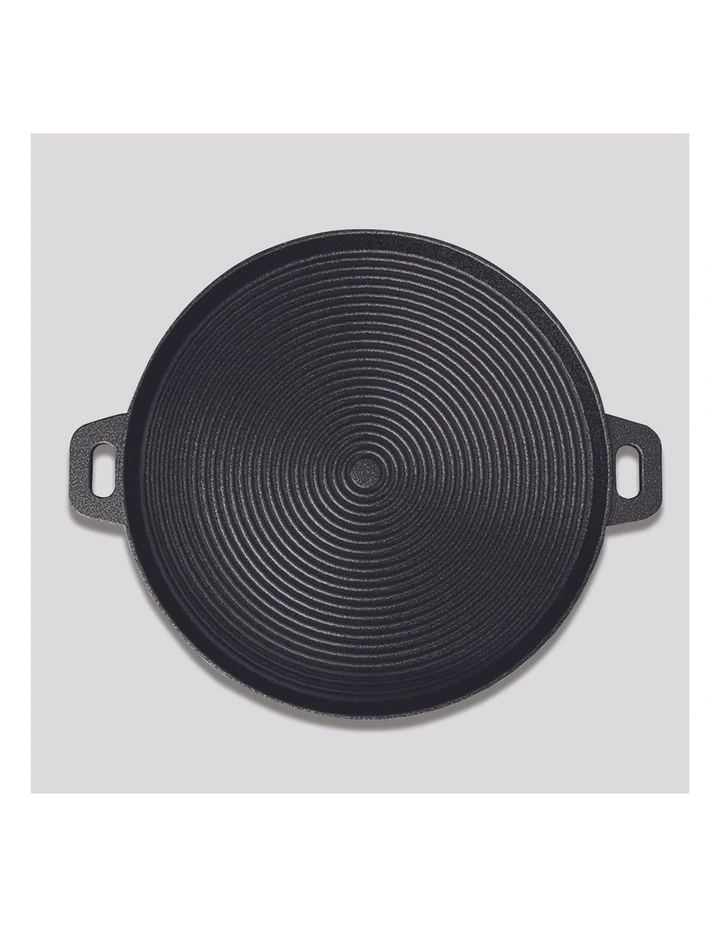 SOGA 2X 35cm Cast Iron Ribbed Frying Pan with Handle image 7