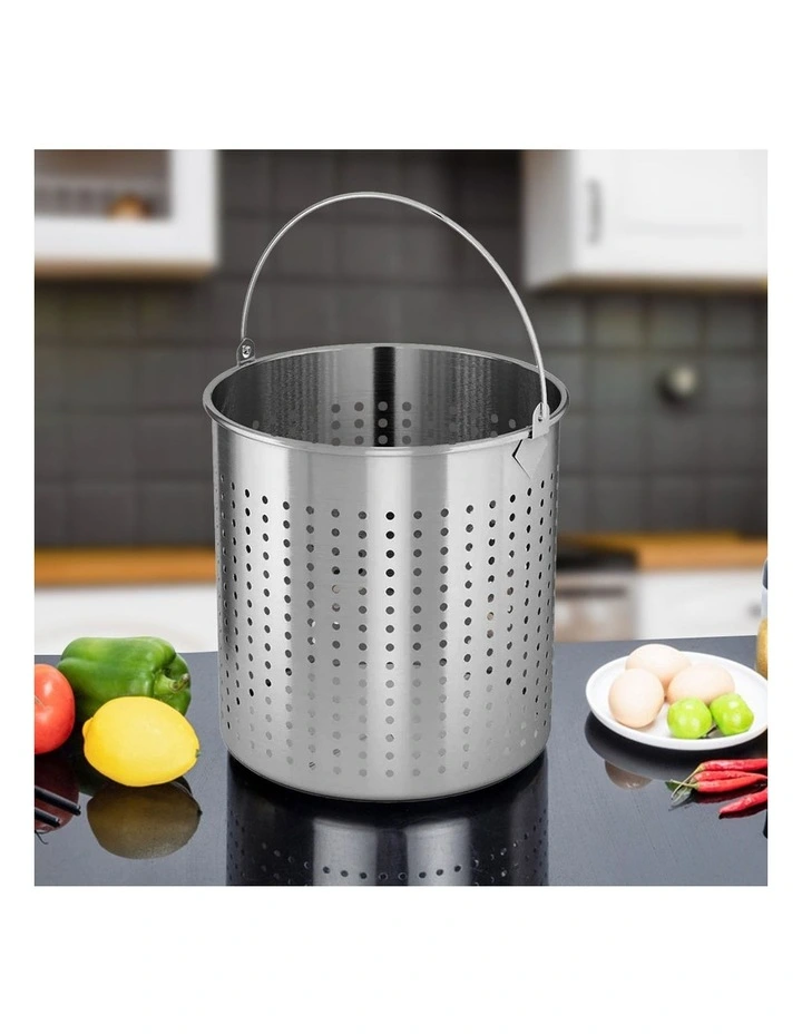 SOGA 18/10 Stainless Steel 21L Stock Pot with 12L Perforated Basket image 3