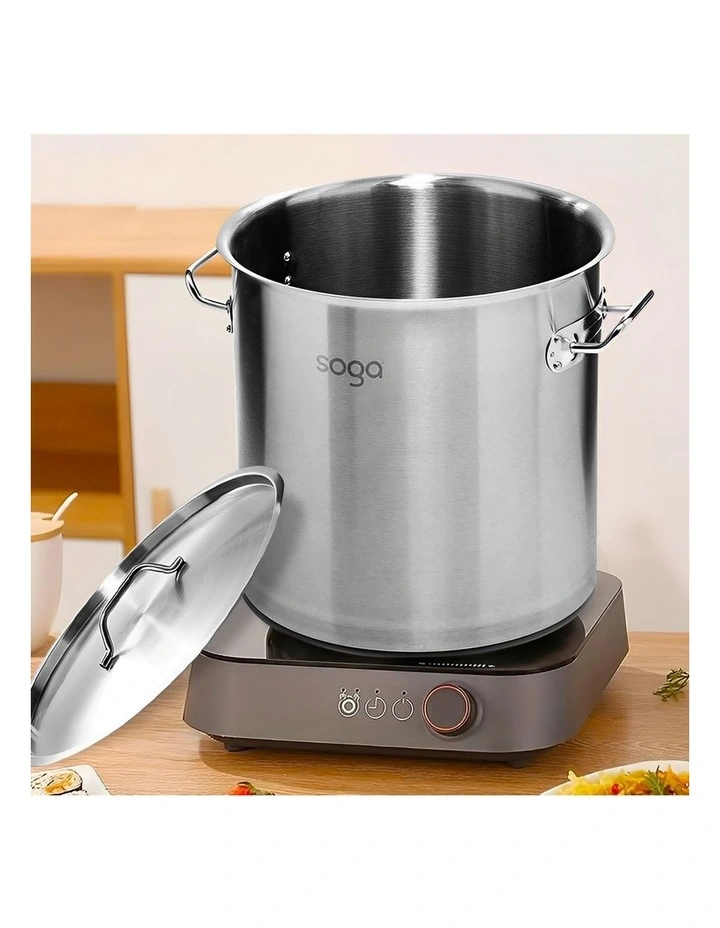 SOGA 18/10 Stainless Steel 21L Stock Pot with 12L Perforated Basket image 5
