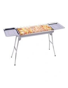SOGA Skewers Grill with Side Tray Portable Stainless Steel Charcoal BBQ Outdoor 6-8 Persons