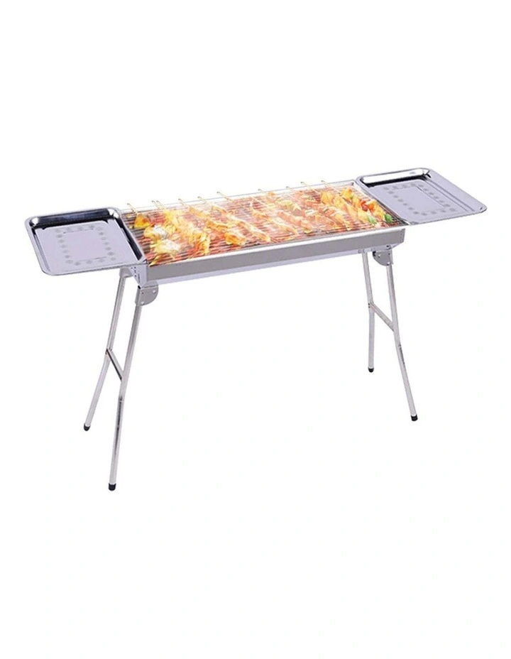 SOGA  Skewers Grill with Side Tray Portable Stainless Steel Charcoal BBQ Outdoor 6-8 Persons image 1