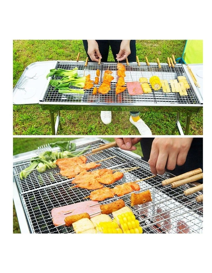 SOGA  Skewers Grill with Side Tray Portable Stainless Steel Charcoal BBQ Outdoor 6-8 Persons image 3