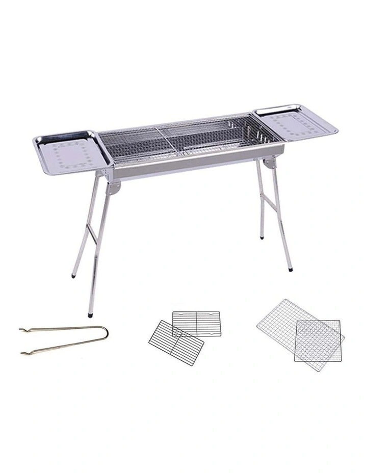 SOGA  Skewers Grill with Side Tray Portable Stainless Steel Charcoal BBQ Outdoor 6-8 Persons image 5