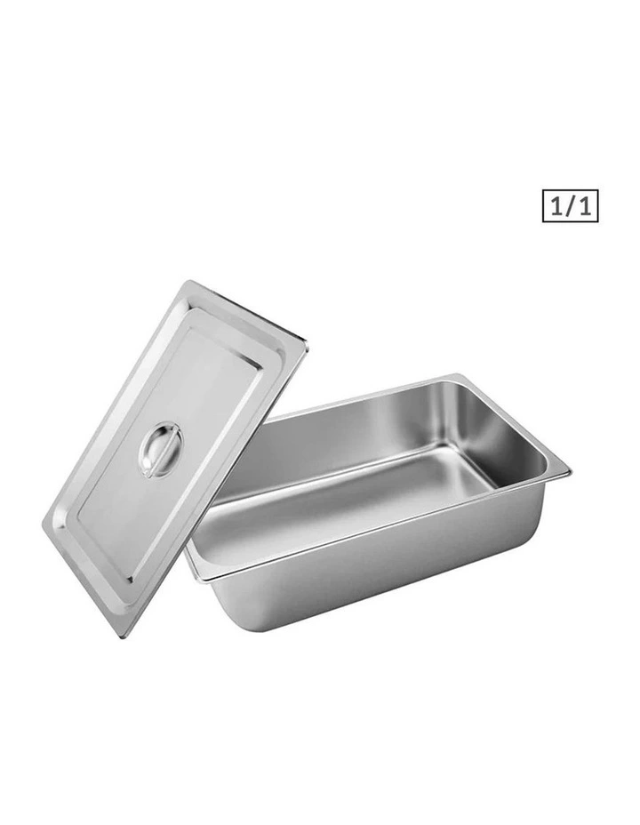 SOGA Stainless Steel Gastronorm Pan 1/1 150mm Deep with Lid image 1