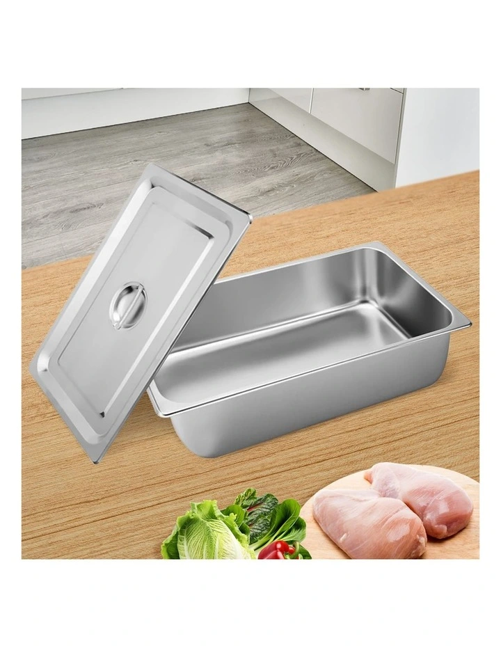 SOGA Stainless Steel Gastronorm Pan 1/1 150mm Deep with Lid image 7