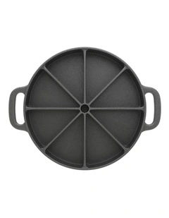 SOGA Round Cast Iron Cornbread Wedge Baking Pan 8-Slice 21.5cm