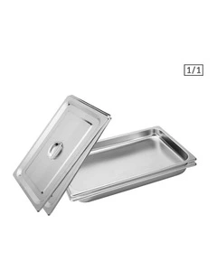 SOGA 2 Pack Stainless Steel Gastronorm Pans 1/1 40mm Deep with Lids