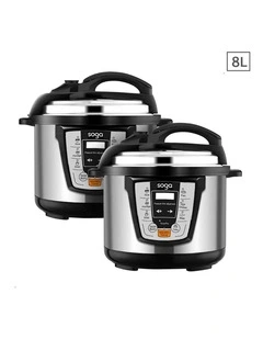 SOGA 2X Electric Stainless Steel Pressure Cooker 8L 1600W Multicooker 16