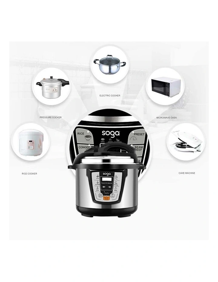 SOGA 2X Electric Stainless Steel Pressure Cooker 8L 1600W Multicooker 16 image 4