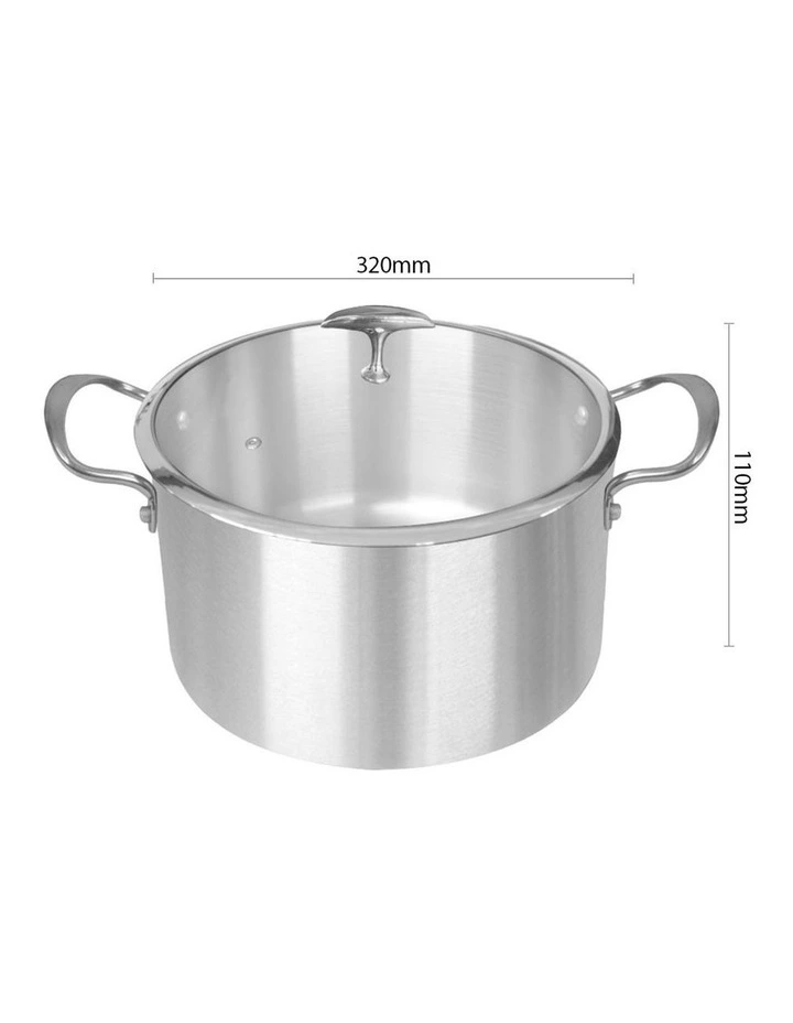 SOGA 2 Pack 32cm Tri-Ply Stainless Steel Induction Casserole Pots with Lids image 6