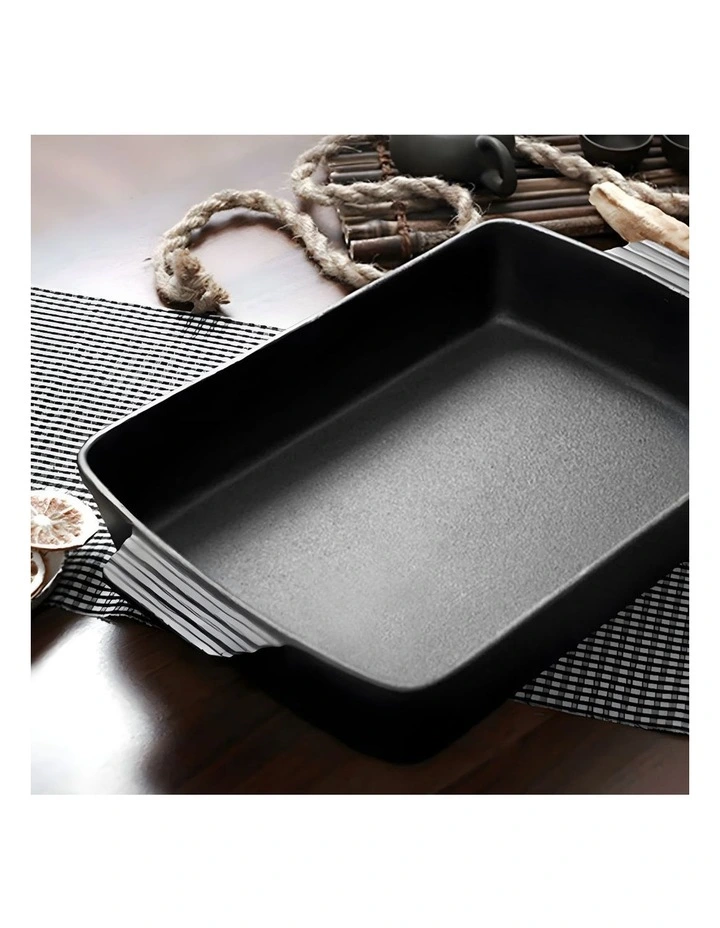 SOGA Rectangular Cast Iron Baking Pan 38cm image 3