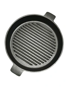 SOGA Round Ribbed Cast Iron Frying Pan 26cm