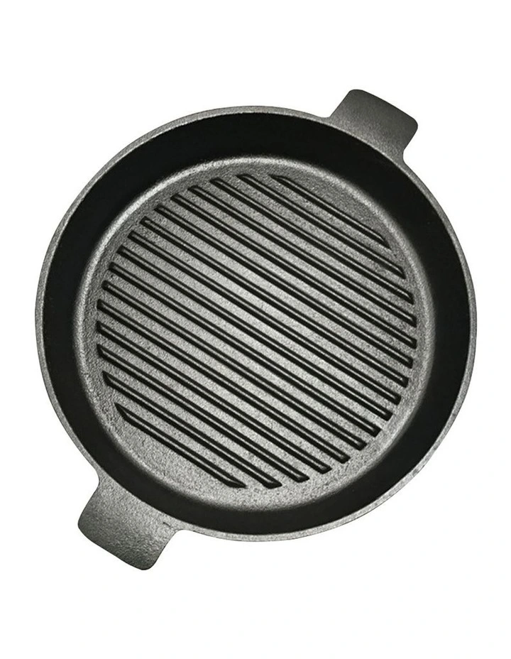 SOGA Round Ribbed Cast Iron Frying Pan 26cm image 1