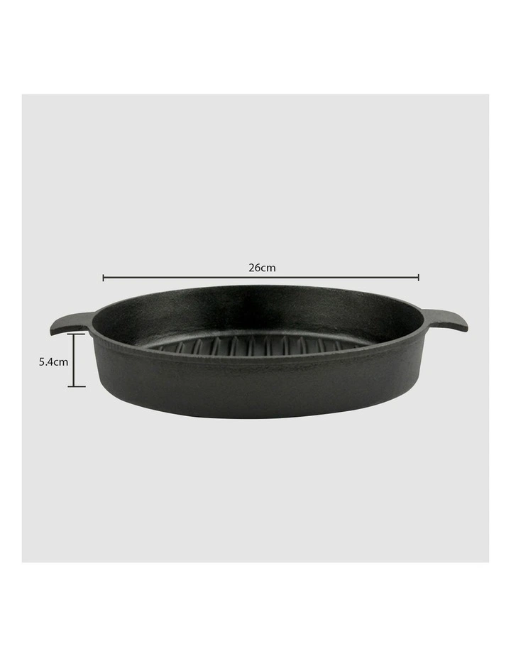 SOGA Round Ribbed Cast Iron Frying Pan 26cm image 5