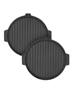 SOGA 2X 30cm Cast Iron Korean BBQ Grill Plate with Handles