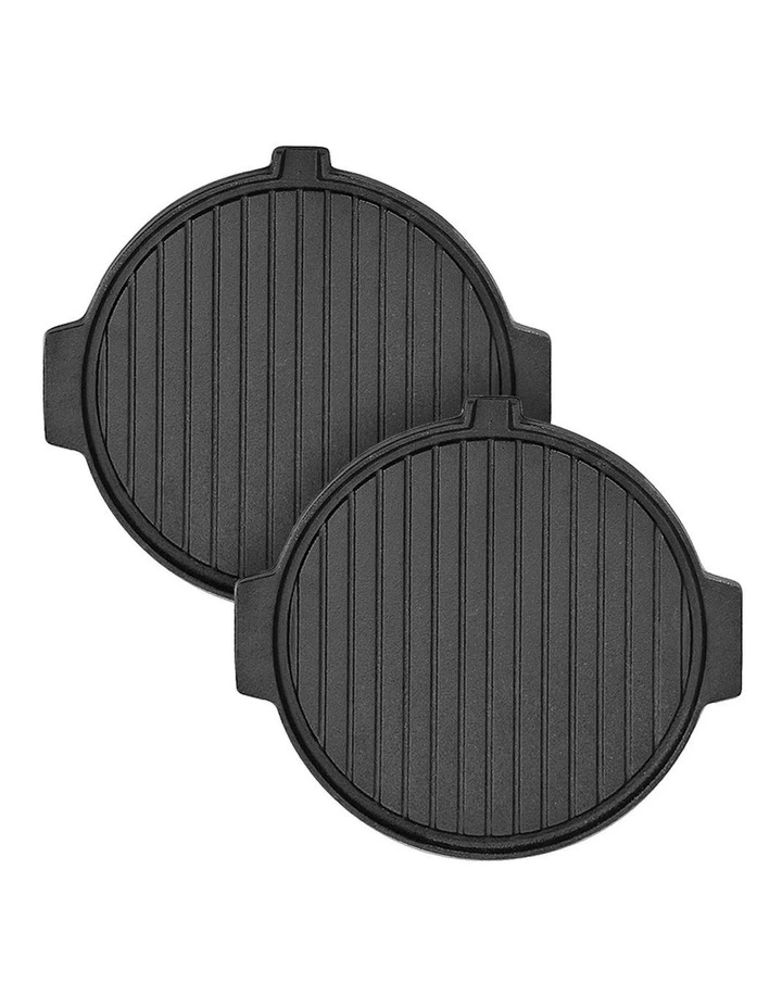 SOGA 2X 30cm Cast Iron Korean BBQ Grill Plate with Handles image 1