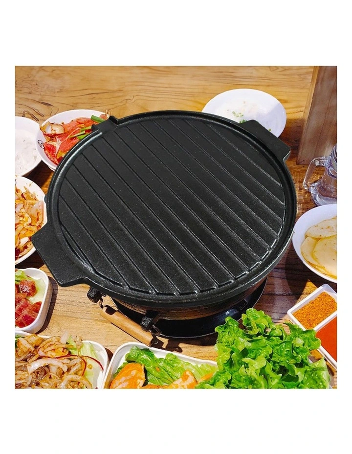 SOGA 2X 30cm Cast Iron Korean BBQ Grill Plate with Handles image 4