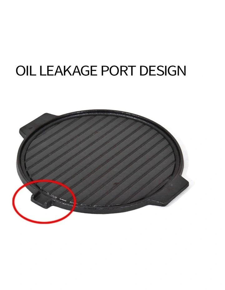 SOGA 2X 30cm Cast Iron Korean BBQ Grill Plate with Handles image 5