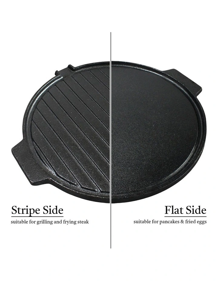 SOGA 2X 30cm Cast Iron Korean BBQ Grill Plate with Handles image 6