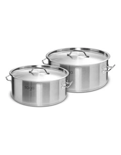 SOGA 18/10 Stainless Steel Stock Pot Set 9L & 17L