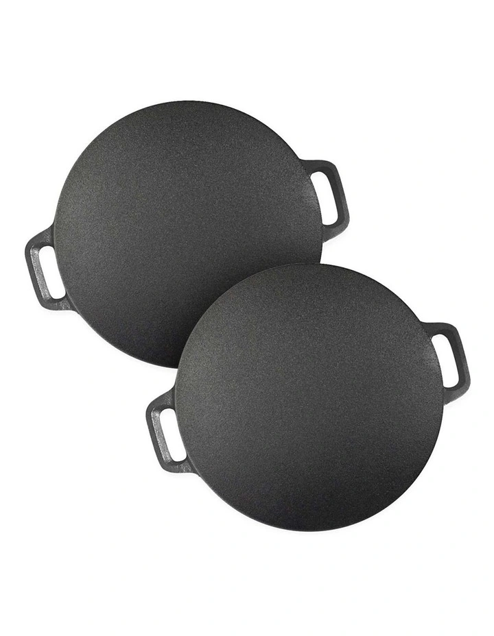 SOGA 2 Pack Cast Iron Induction Crepe Pans 34cm image 1