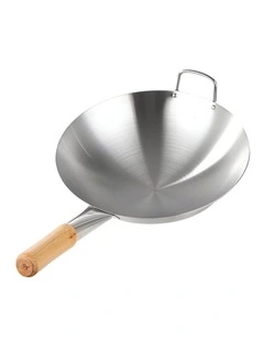 SOGA Stainless Steel Cooking Wok 40cm Wood Handle
