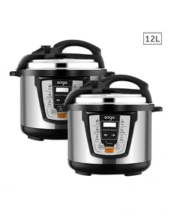 SOGA 2X Electric Stainless Steel Pressure Cooker 12L 1600W Multicooker 16